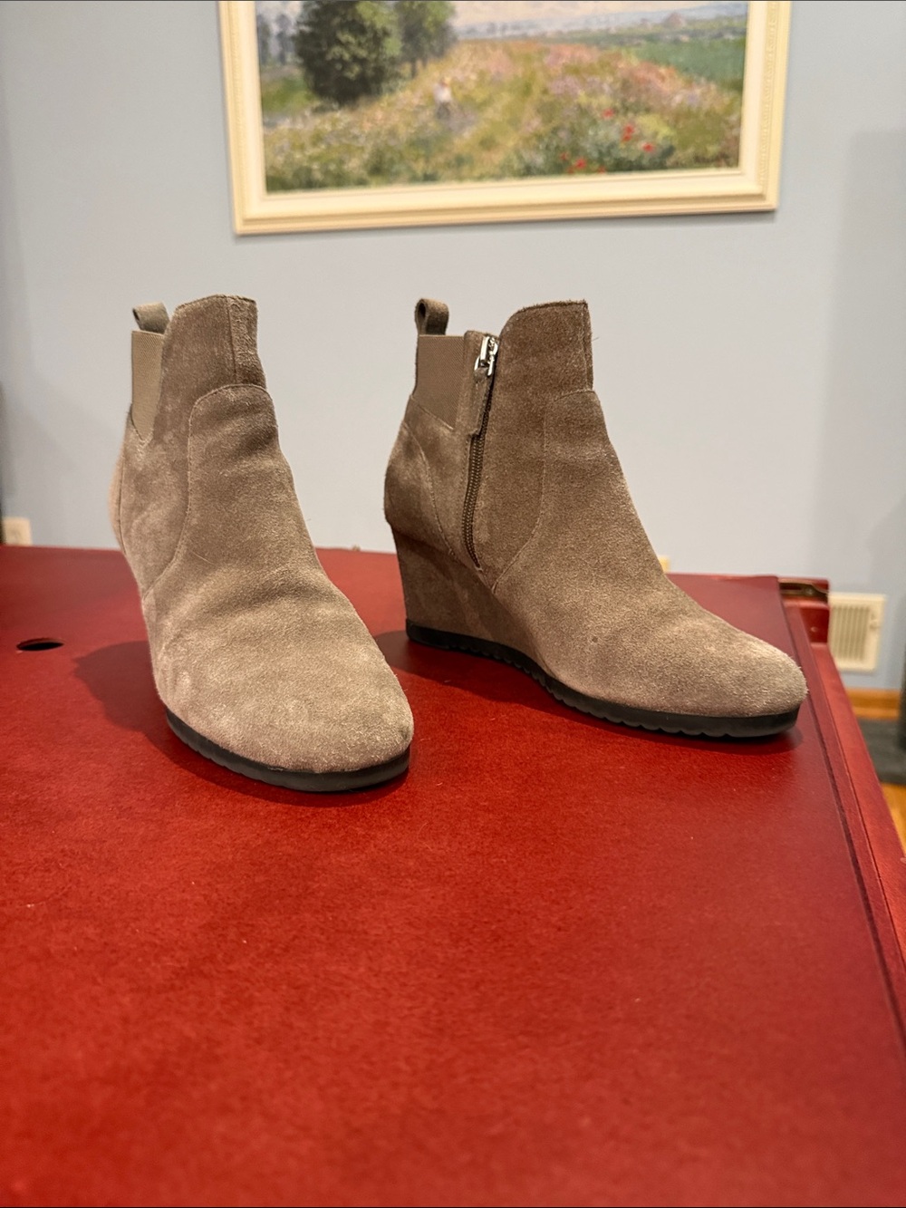 Caslon Taupe Suede Wedge Ankle Boots
